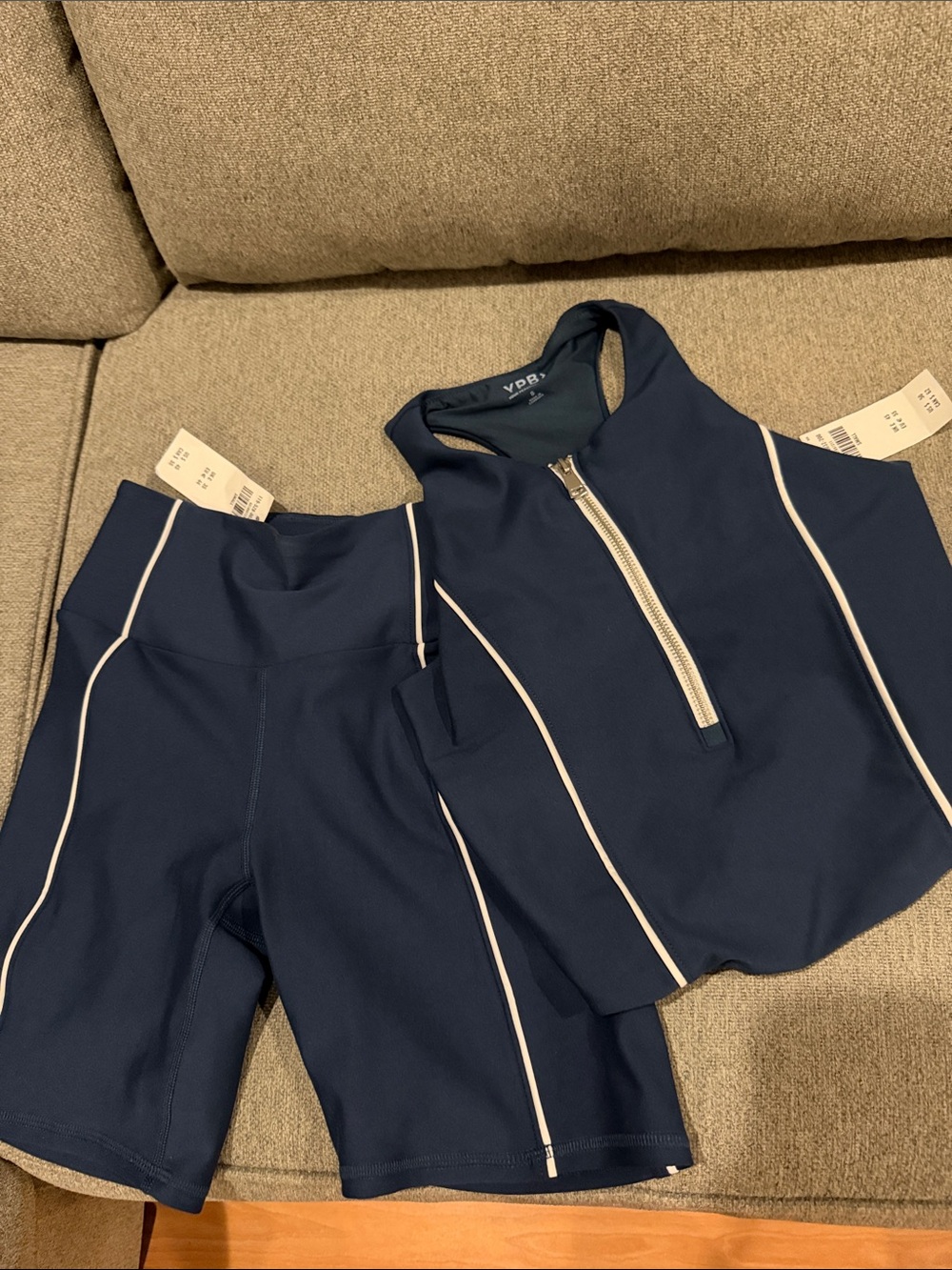 Abercrombie & Fitch Navy Active Bike Shorts and Zip Tank Set. New with tags